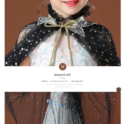 Pink Girls Rainbow Princess Costume Cape Set with Tiara Wand Gloves and Jewellery Sequin Star Tulle Cloak for Book Week and Dress Up Tristar Online