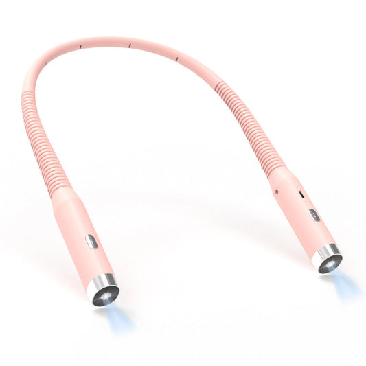 Pink Hands-Free LED Neck Reading Light - USB Rechargeable with 3 Color & Brightness Modes, Flexible Gooseneck for Books, Crafts & Knitting Tristar Online