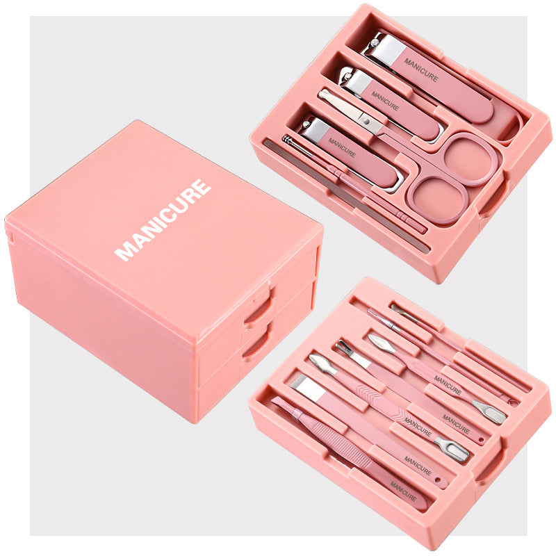 Pink Premium 13-in-1 Manicure & Grooming Kit - Professional Carbon Steel Pedicure Set with Dual-Drawer Case & Mirror Tristar Online