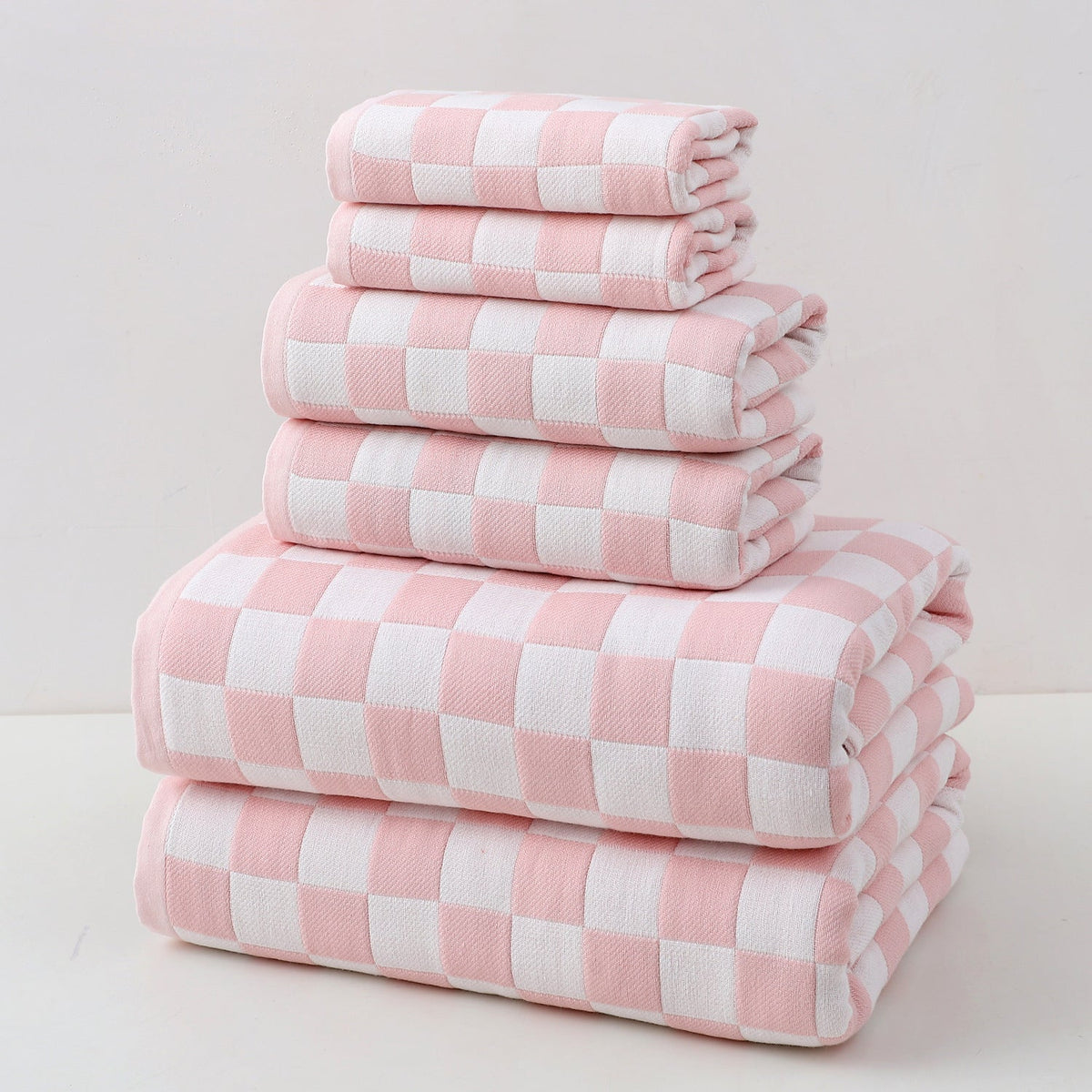 Pink Ultra-Soft 100% Cotton Gauze 6-Piece Towel Set | Absorbent & Quick-Dry Bath Towel Tristar Online