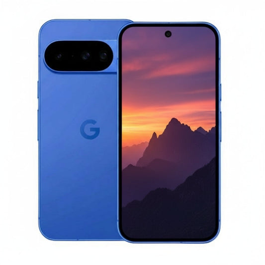 Google Pixel 10 Indigo with 6.3" 120Hz Actua OLED, Tensor G5, triple camera, 128GB storage, all‑day battery, IP68 rating and 7 years of Android updates.


