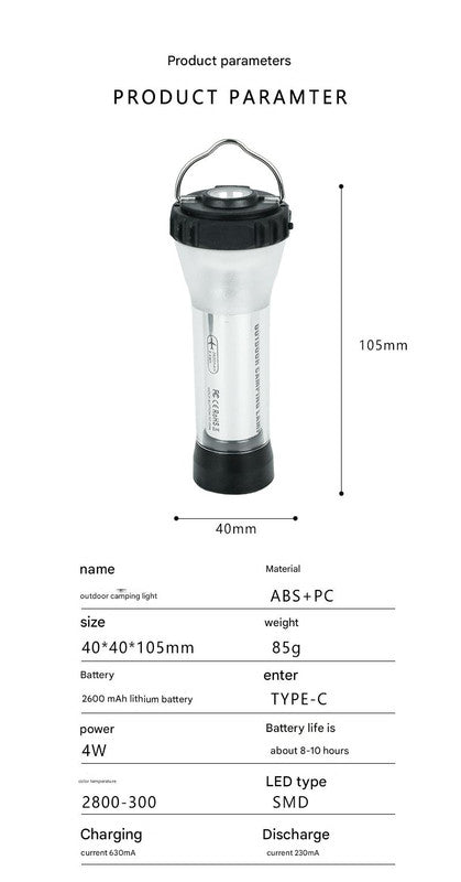 Portable Outdoor Camping Lantern with Tripod Stand, Soft Light Diffuser & USB-C Charging(blue) Tristar Online