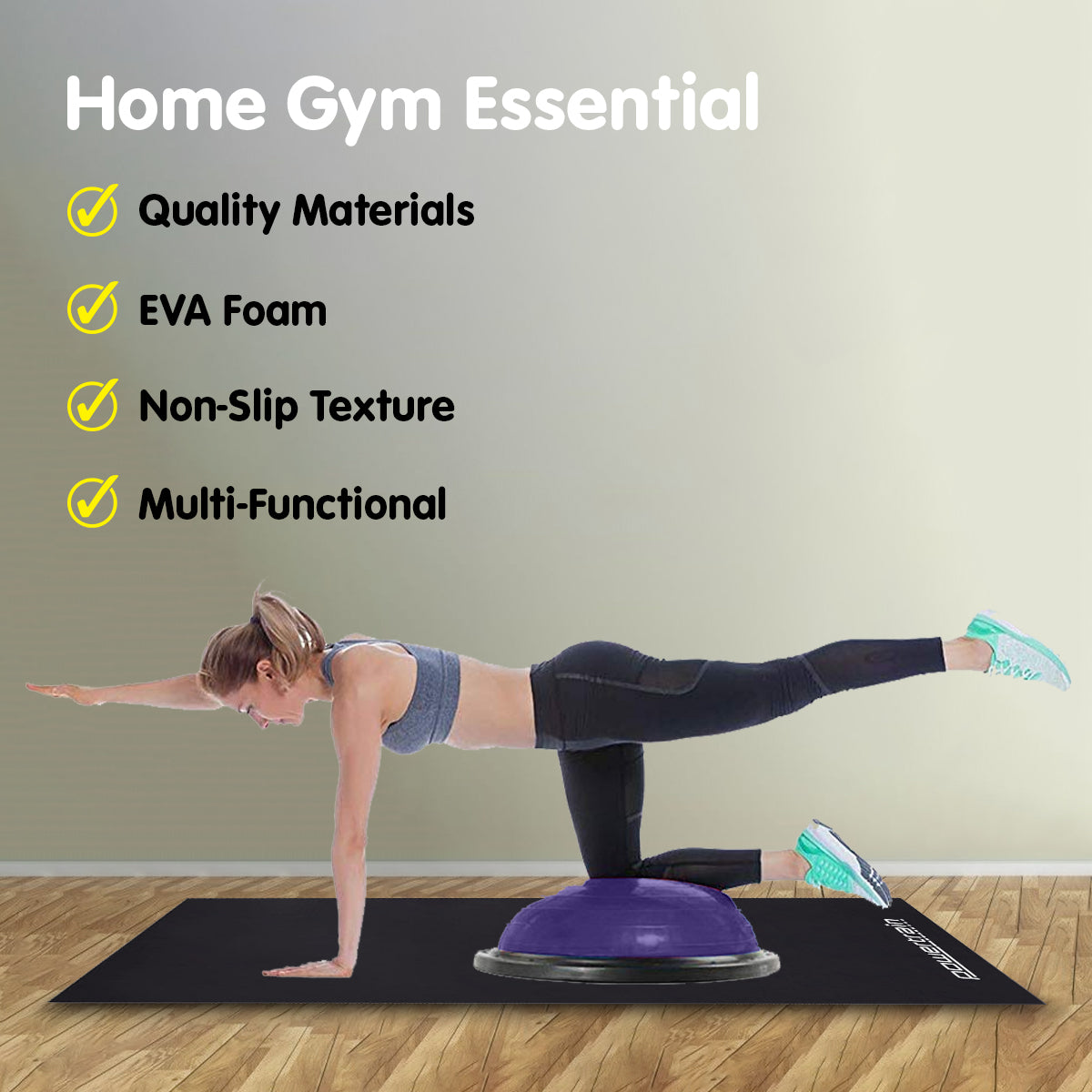 Powertrain 2m x 1m Treadmill Mat 5mm Non-Slip High-Density EVA Foam Gym Equipment Floor Protector Noise Reducing Mat