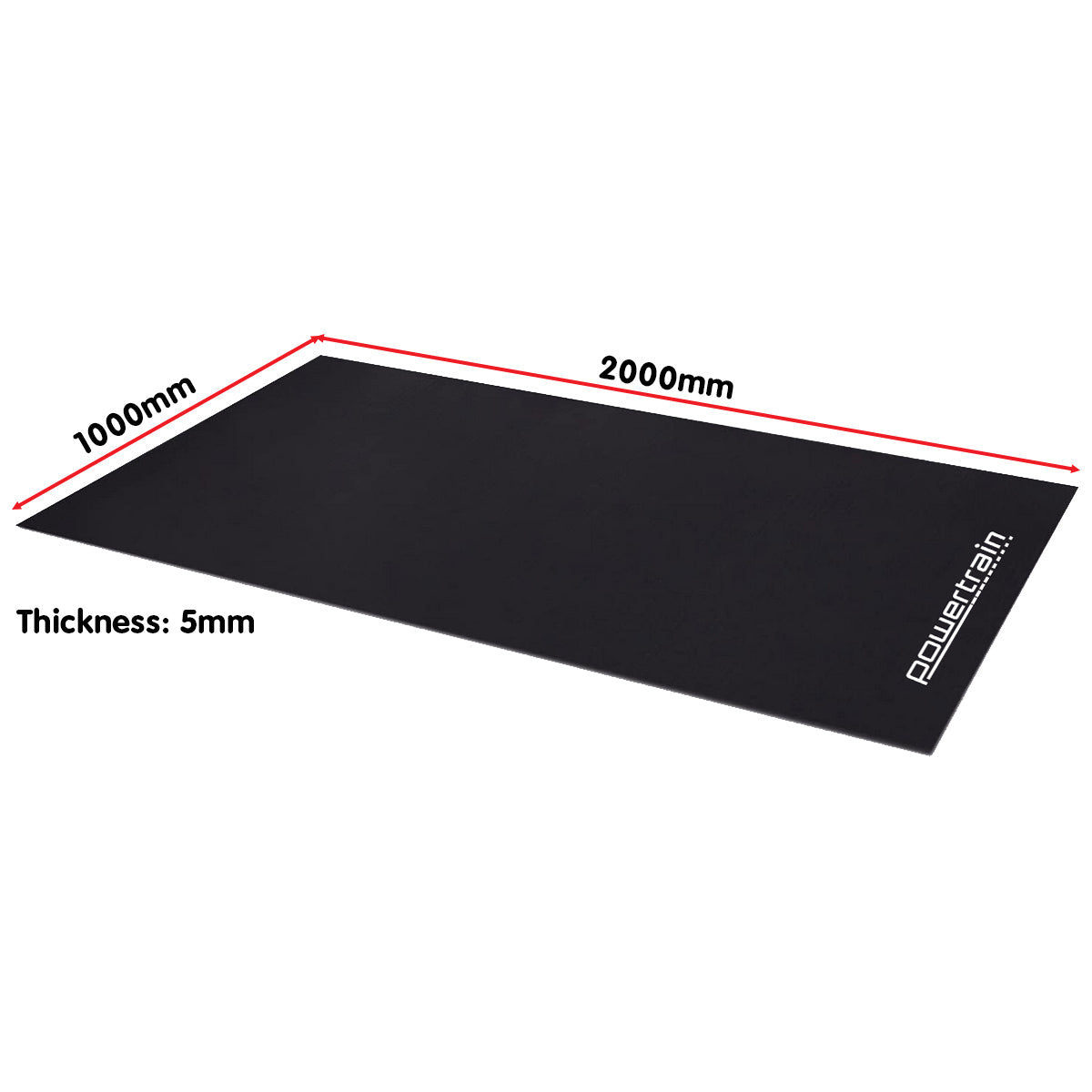 Powertrain 2m x 1m Treadmill Mat 5mm Non-Slip High-Density EVA Foam Gym Equipment Floor Protector Noise Reducing Mat