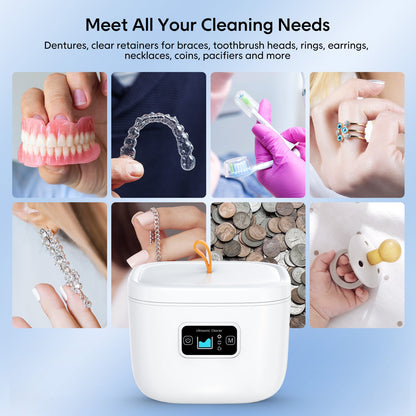 Professional Ultrasonic Cleaner with UV Light - 45000Hz for Dentures, Retainers, Jewelry & More(white) Tristar Online