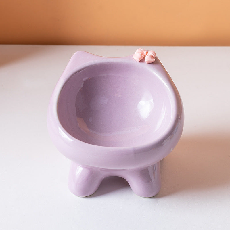 Purple Ceramic Elevated Cat Bowl Tilted Raised Pet Feeder with Anti-Slip Base Cute Design for Wet or Dry Food Ideal for Australian Pets Tristar Online