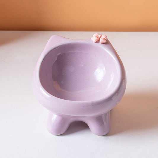 Purple Ceramic Elevated Cat Bowl Tilted Raised Pet Feeder with Anti-Slip Base Cute Design for Wet or Dry Food Ideal for Australian Pets Tristar Online
