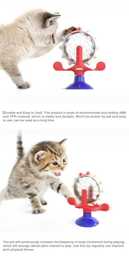 Red,Blue and White Interactive Pet Treat Dispenser - Spinning Wheel Food Puzzle Toy for Cats & Dogs with Suction Cup Base Tristar Online