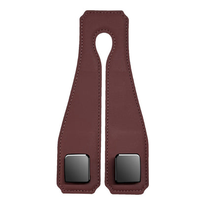 Red Brown Heavy Duty Car Headrest Hooks (Set of 4 Units) - PU Leather Seat Back Organizer Hangers Tristar Online
