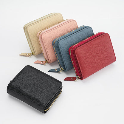 Red Compact RFID Genuine Leather Wallet for Women - Secure Zipper Card Holder & Coin Purse Tristar Online
