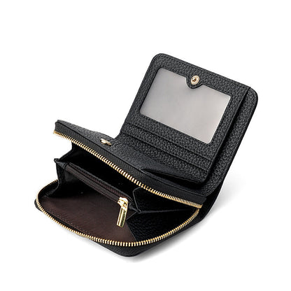 Red Compact RFID Genuine Leather Wallet for Women - Secure Zipper Card Holder & Coin Purse Tristar Online