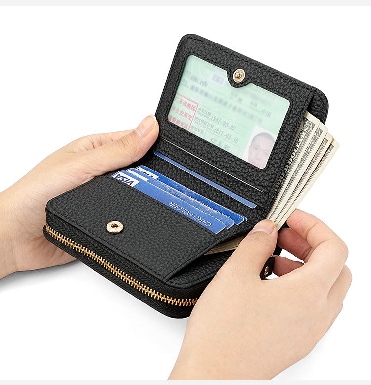 Red Compact RFID Genuine Leather Wallet for Women - Secure Zipper Card Holder & Coin Purse Tristar Online