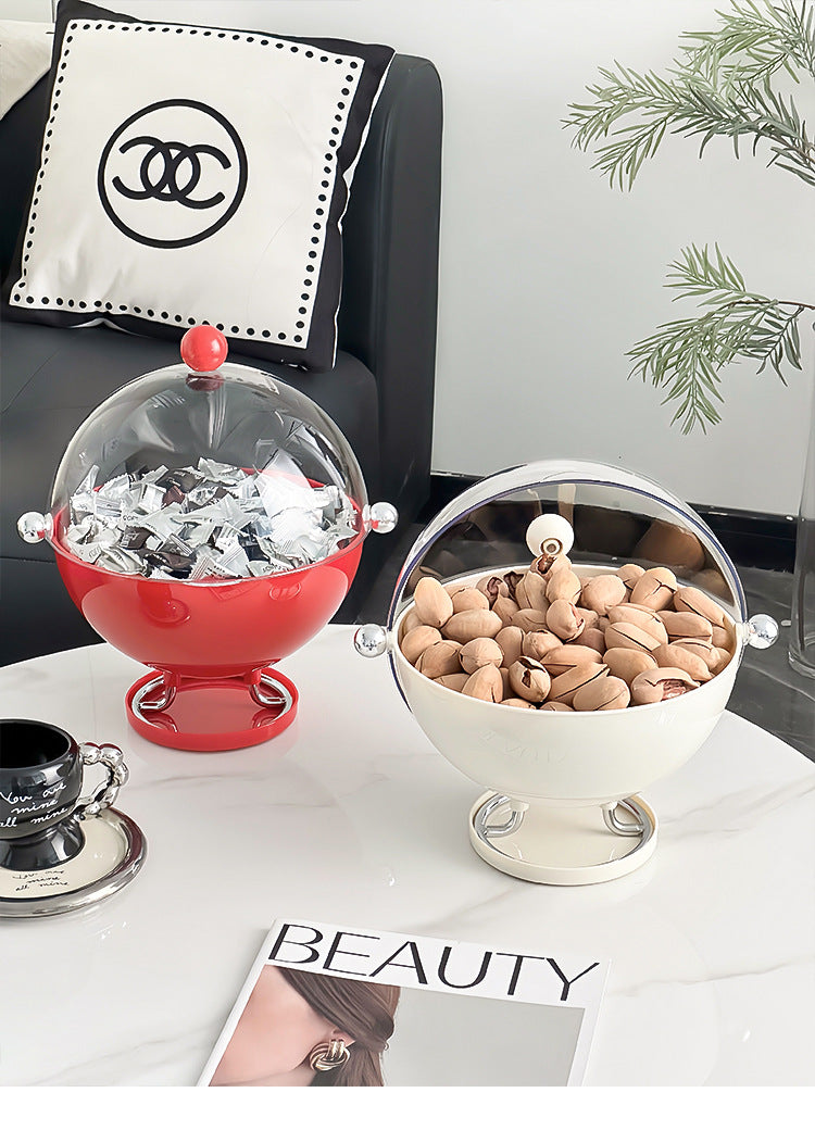 Red Whimsical Covered Fruit Bowl with Flip Lid & Drainer - Cute Design Snack & Candy Dish for Living Room Tristar Online