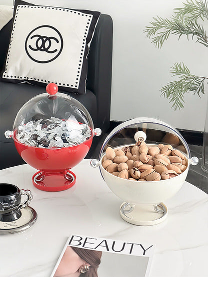 Red Whimsical Covered Fruit Bowl with Flip Lid & Drainer - Cute Design Snack & Candy Dish for Living Room Tristar Online