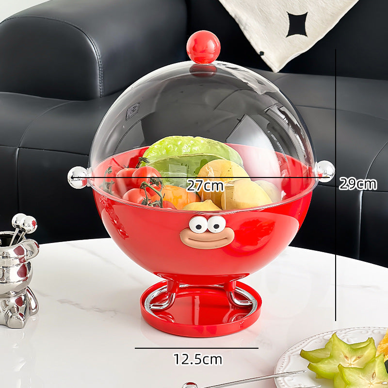 Red Whimsical Covered Fruit Bowl with Flip Lid & Drainer - Cute Design Snack & Candy Dish for Living Room Tristar Online