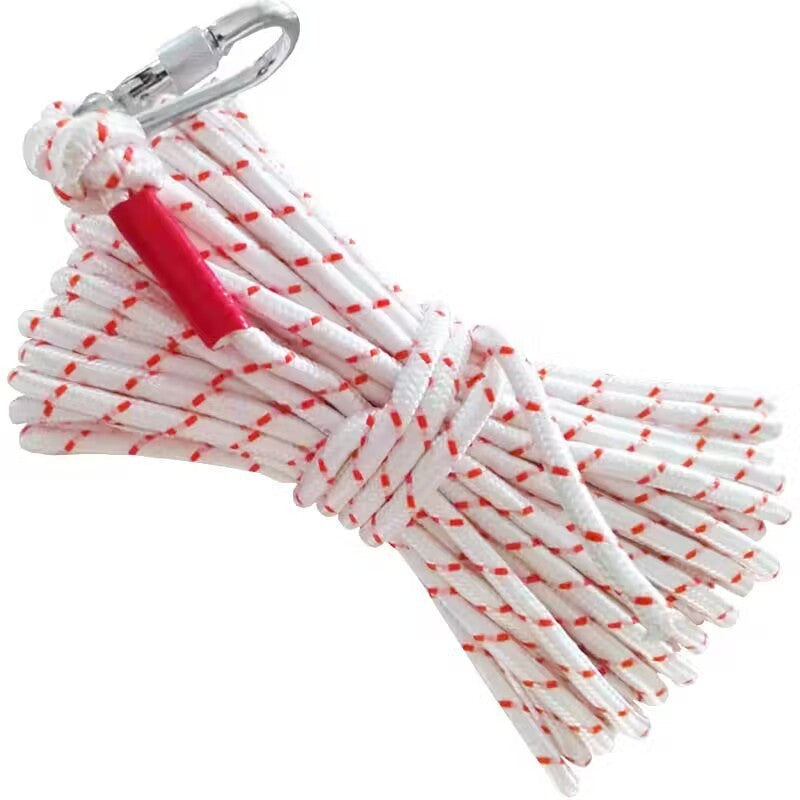 Red-white With Wire Core Heavy Duty Adjustable Clothesline Set (4 Pack) - 15m Steel Wire Core Nylon Rope with Hooks for Outdoor & Camping Tristar Online