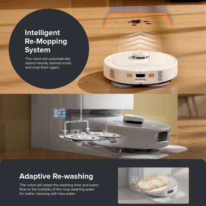 Roborock Q Revo MaxV Robot Vacuum Mop Extend 7000Pa Suction Power Liftable Brush Mop With Refill And Drainage System - White - Pristine Refurbished Roborock
