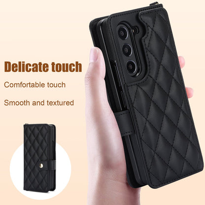 Rose Gold Galaxy Z Fold4 Multi-Functional Leather Wallet Case for Samsung Z Fold Series - Crossbody with Pen Slot, Quilted Design Pen Not Included Tristar Online