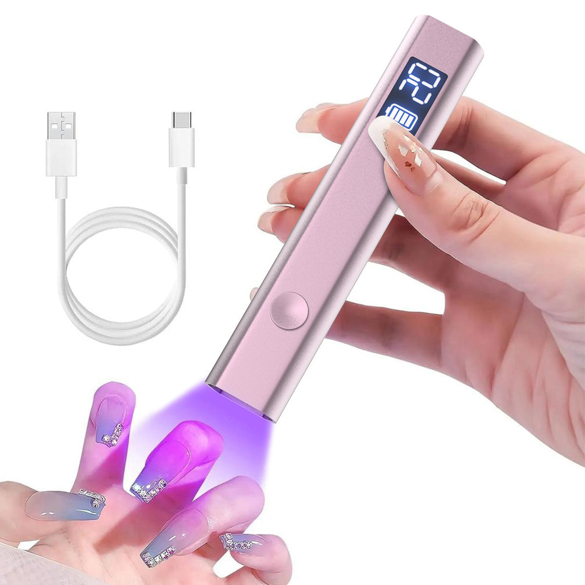 Rose gold Handheld UV LED Nail Curing Pen - Portable USB-C Rechargeable Light for Fast-Drying Gel Polish & Nail Art Tristar Online