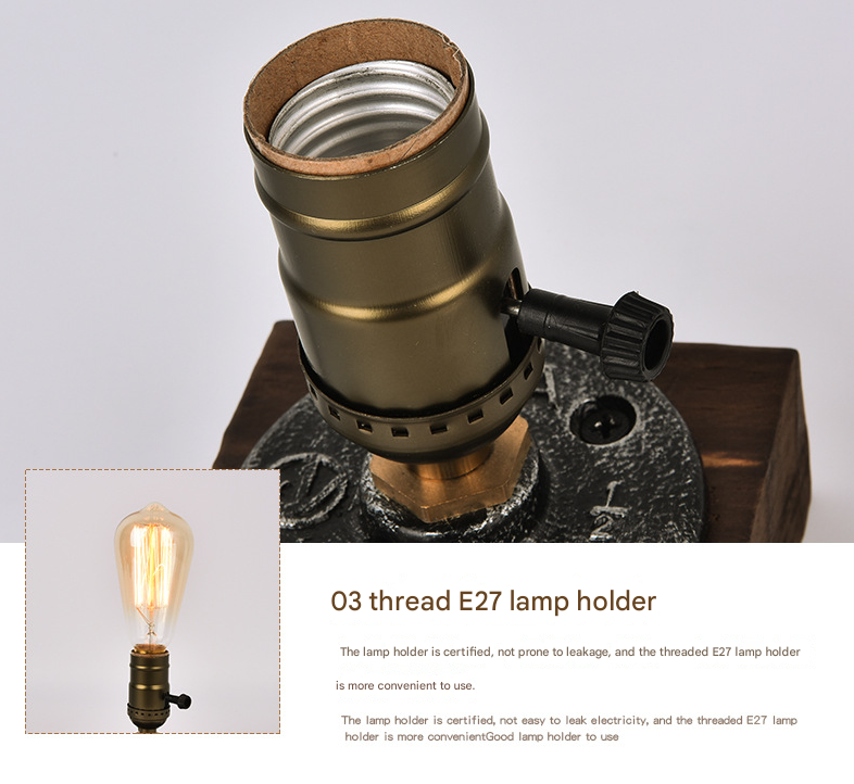 Rustic Industrial Table Lamp Vintage Wooden Base Accent Light Tristar Online