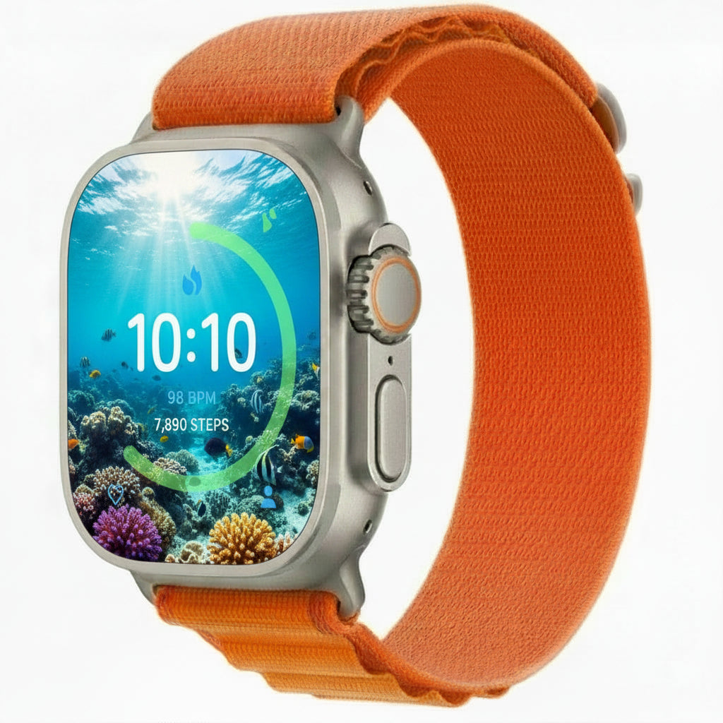 Apple Watch Ultra 49mm Titanium Case with Orange Alpine Loop (M) With 100% Battery - Pristine - Refurbished Apple