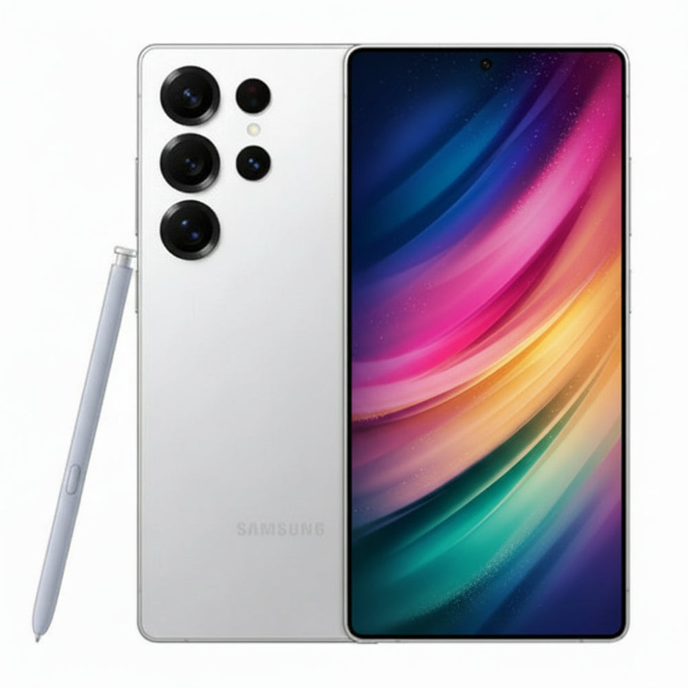 Front view of Samsung Galaxy S25 Ultra 5G 12GB/512GB in Titanium Black showing the large 6.9-inch display and slim bezels.