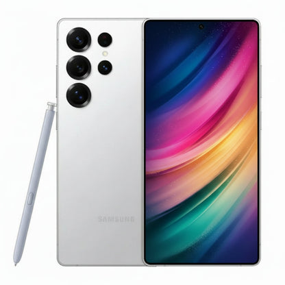 Front view of Samsung Galaxy S25 Ultra 5G 12GB/512GB in Titanium Black showing the large 6.9-inch display and slim bezels.