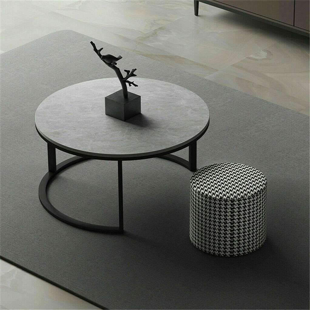 Set of 2 Grey Marble Nesting Coffee Tables 60/80cm Tristar Online