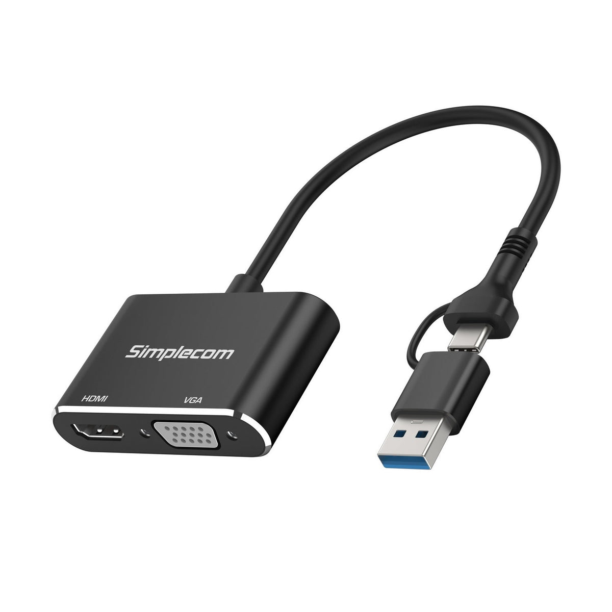 Simplecom DA326C USB 3.0 and USB-C to HDMI + VGA Video Card Adapter Full HD 1080p Tristar Online