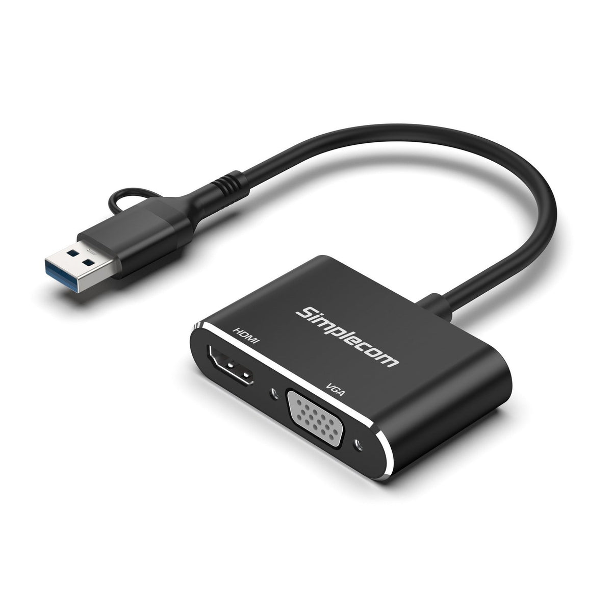 Simplecom DA326C USB 3.0 and USB-C to HDMI + VGA Video Card Adapter Full HD 1080p Tristar Online