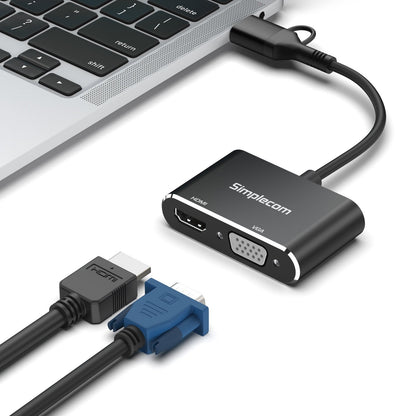 Simplecom DA326C USB 3.0 and USB-C to HDMI + VGA Video Card Adapter Full HD 1080p Tristar Online
