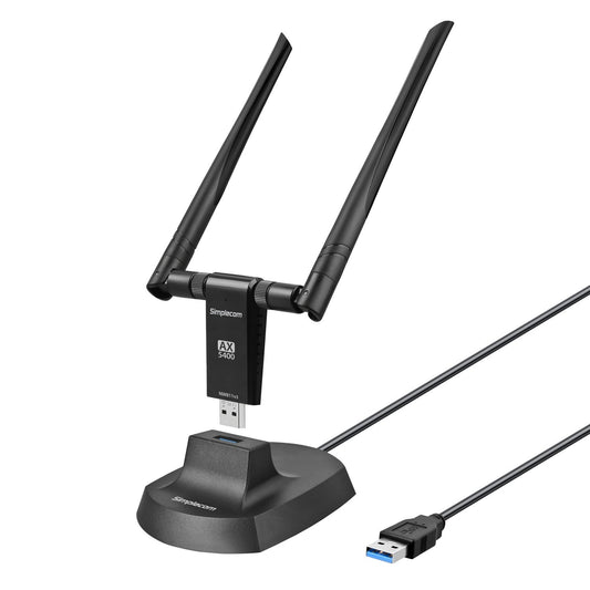 Simplecom NW811v3 AX5400 Tri-Band WiFi 6E USB Adapter with 2x 5dBi High Gain Antennas Tristar Online