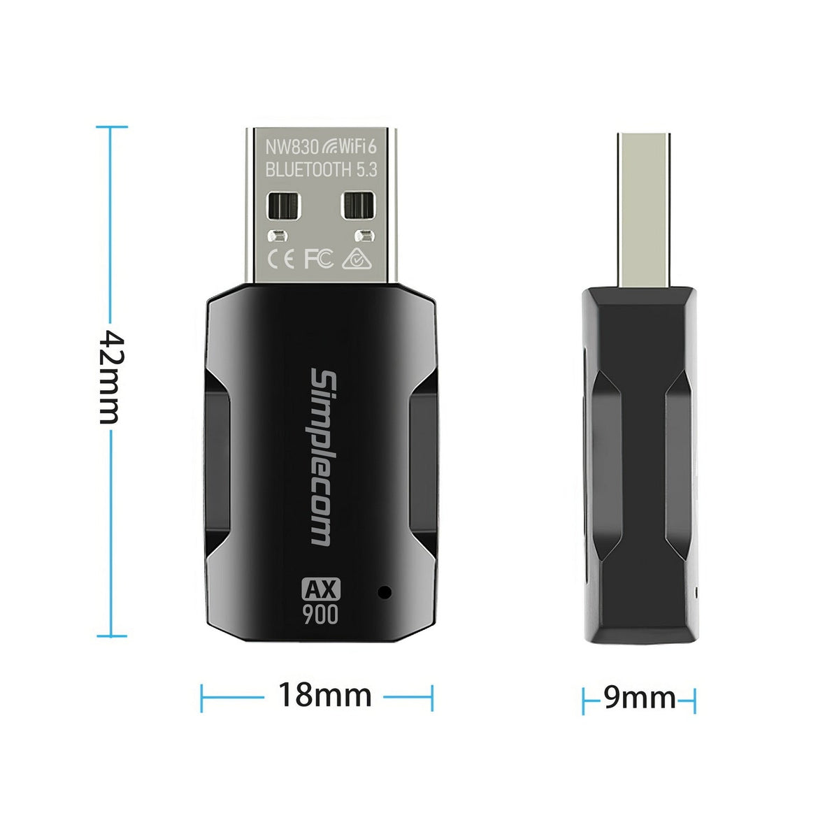 Simplecom NW830 Wi-Fi 6 and Bluetooth 5.3 Combo USB Adapter Dual Band AX900 Tristar Online