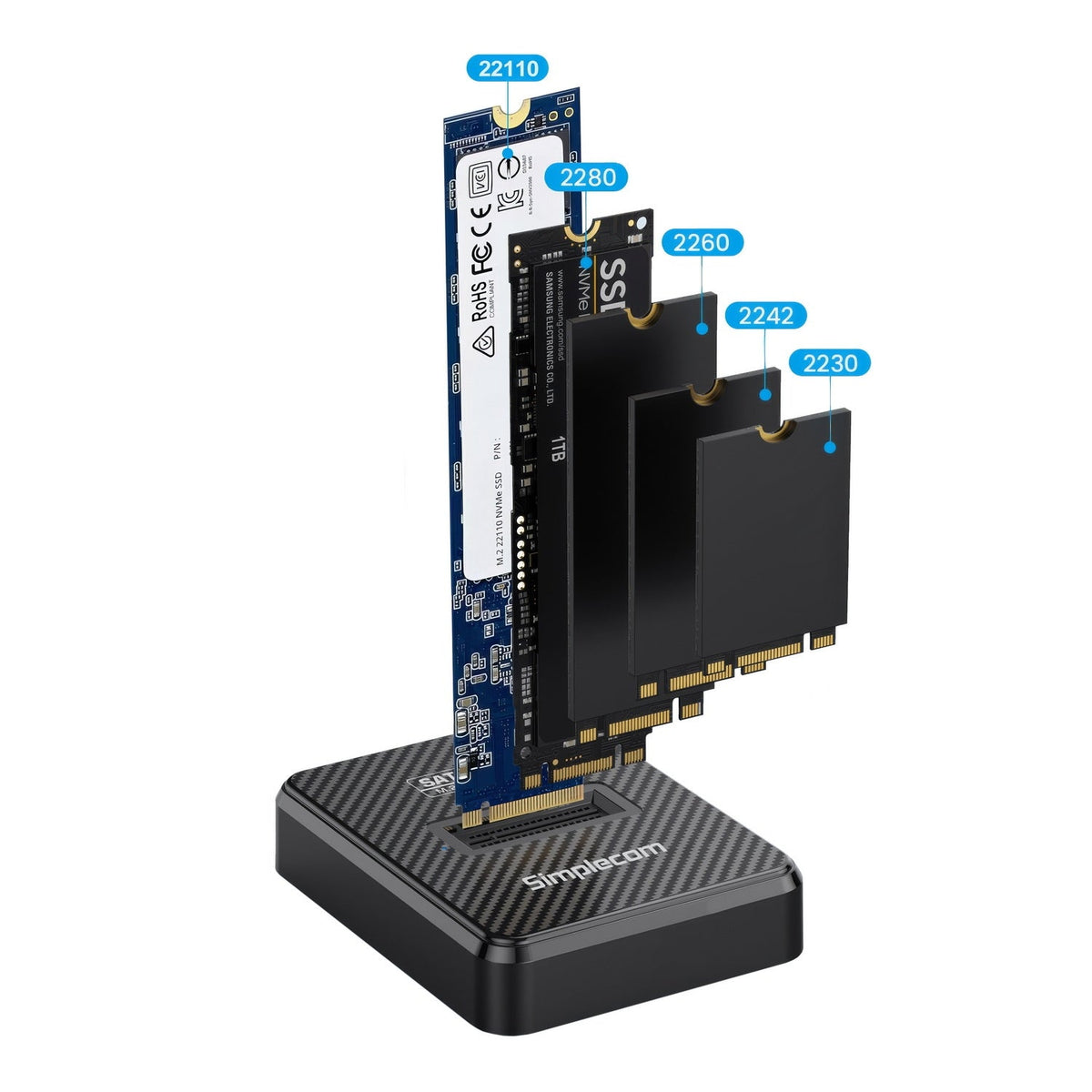 Simplecom SD511 M.2 SSD Docking Station NVMe and SATA Dual Protocol USB 3.2 Gen 2 10Gbps Tristar Online