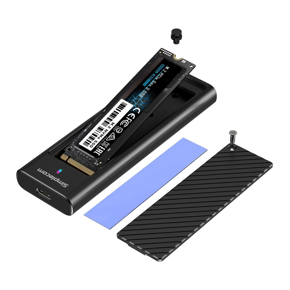 Simplecom SE538 M.2 SSD to USB 3.2 Gen 2x2 USB-C Enclosure 20Gbps NVMe SATA Dual Protocol Tristar Online