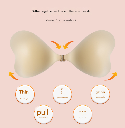 Size L [C/D cup] Two Pairs Light Skin Colour Heart-Shaped Silicone Breast Sticker - Thin Invisible Push-Up for Small Chest Enhancement Tristar Online