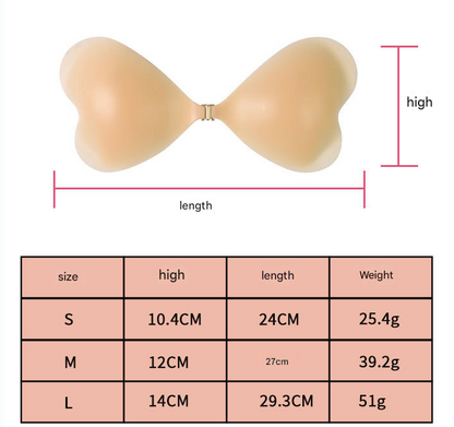 Size L [C/D cup] Two Pairs Light Skin Colour Heart-Shaped Silicone Breast Sticker - Thin Invisible Push-Up for Small Chest Enhancement Tristar Online