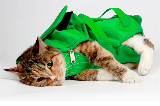 Size M Green Multi-Functional Cat Grooming Bag - Anti-Scratch Restraint Pouch for Nail Trimming and Vet Visits Tristar Online