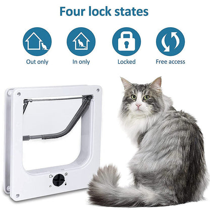 Size XL White 4-Way Locking Pet Flap Door for Cats and Small Dogs - Weatherproof Magnetic Cat Door Tristar Online