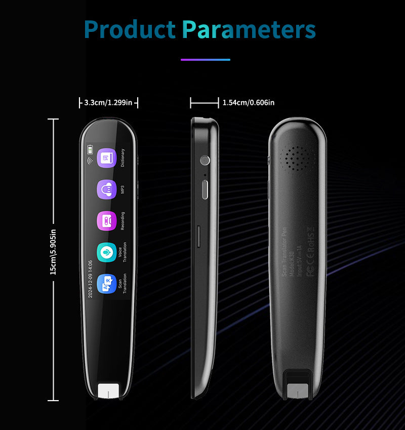 Smart AI Scan & Voice Translator Pen - 112+ Languages, Offline Mode, HD Touchscreen & Dictionary(black) Tristar Online