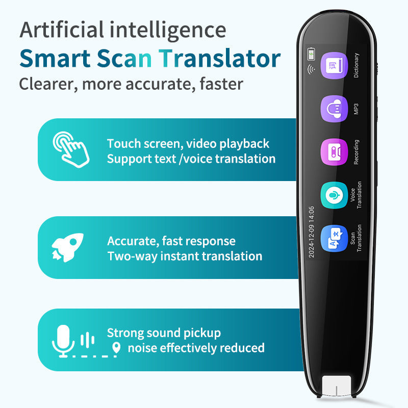 Smart AI Scan & Voice Translator Pen - 112+ Languages, Offline Mode, HD Touchscreen & Dictionary(black) Tristar Online