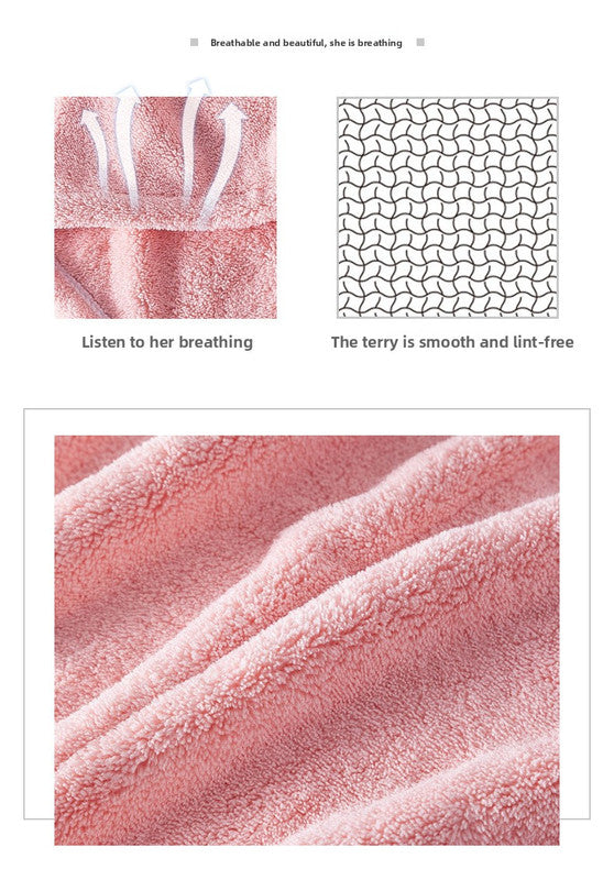 Soft Microfibre Hair Drying Towel Wrap - Super Absorbent Coral Fleece Turban with Secure Button - Quick Dry Bath Head Cap for Wet Hair & Spa - Crimson Tristar Online