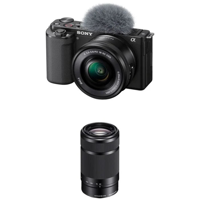 Sony ZV‑E10 Mirrorless Camera with Dual Lens Kit - 16-50mm & 55-210mm Lens - (Black) sony