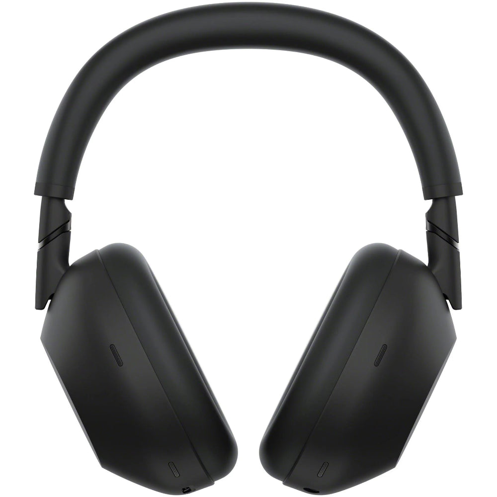Close-up of the left earcup on Sony WH-1000XM6 Black showing the touch control surface and subtle matte finish.