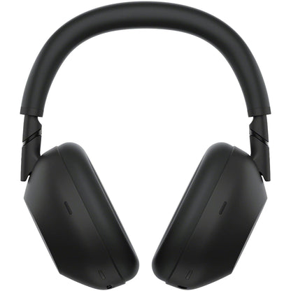 Close-up of the left earcup on Sony WH-1000XM6 Black showing the touch control surface and subtle matte finish.