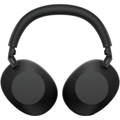 Side profile of Sony WH-1000XM6 Premium Noise Cancelling Headphones – Black emphasizing the slim yokes and over-ear cushions.​

