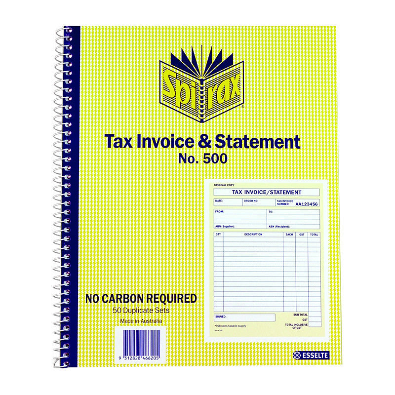 Spirax 500 Tax Inv& Stm Qt Pk5 Spirax