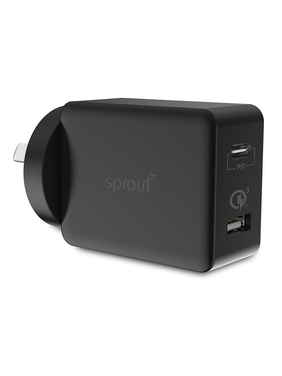 Sprout Dual Port Power Supply QC3.0 – Fast Charging, Dual USB Ports, Compact Design SPROUT