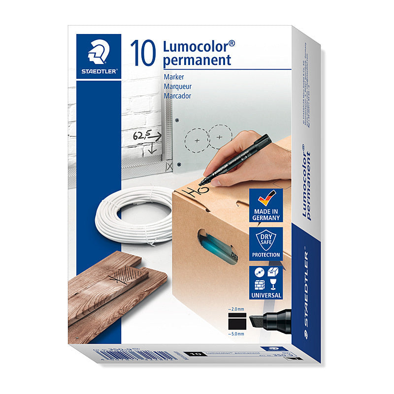 Staed Perm Mrk Chisel Blk Bx10 Staedtler
