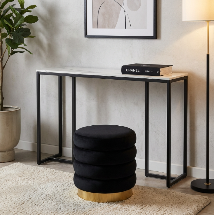 Interior Ave - Stone Marble Console - Marble & Black